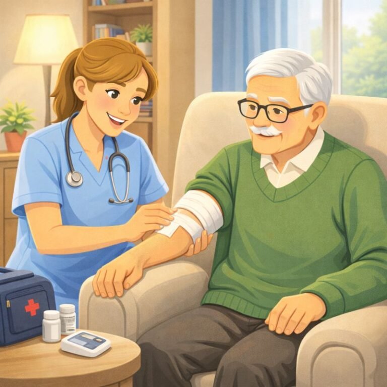 image d'aide médicale avec une femme et une personne agée